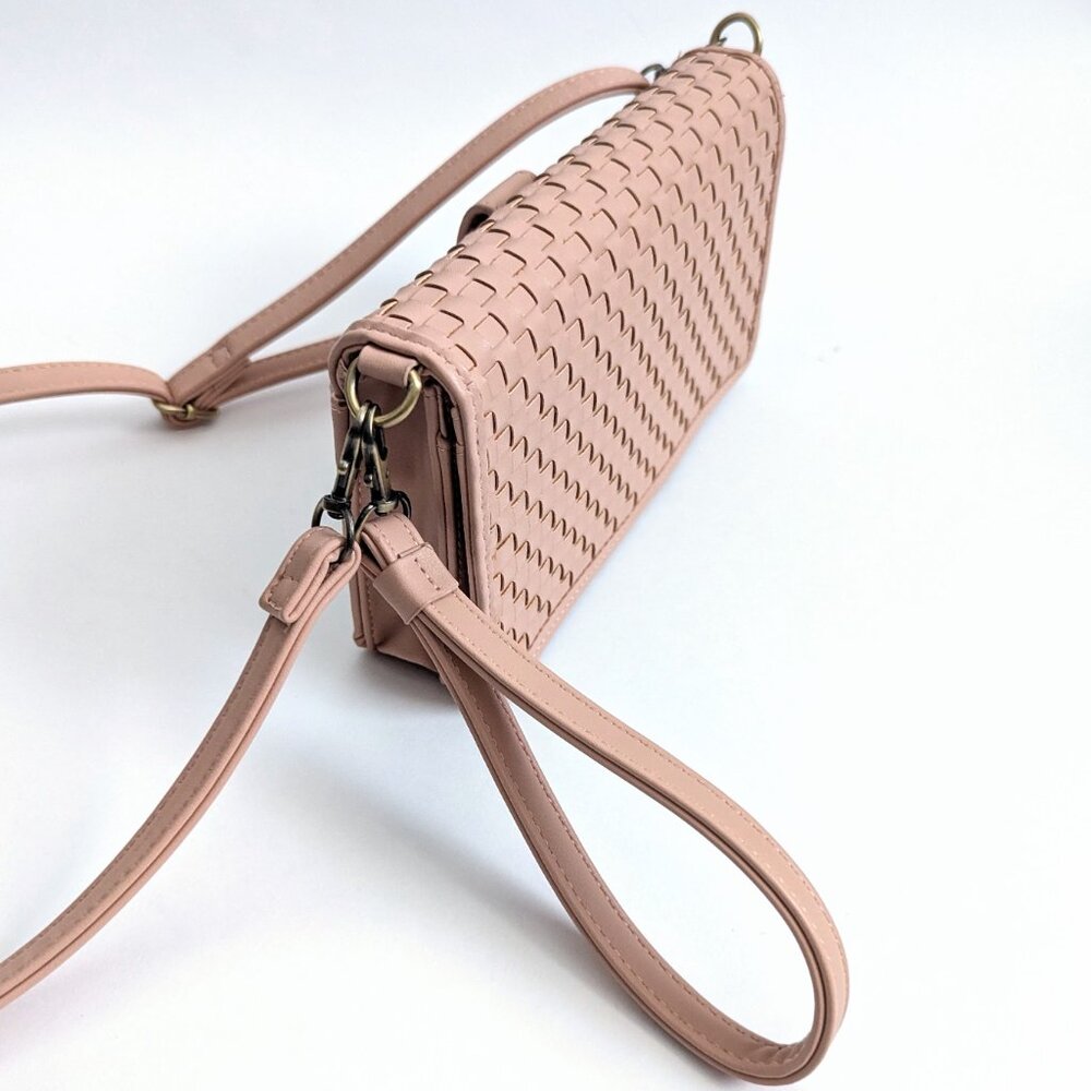 Joy Susan Pastel Pink Woven Crossbody Clutch Purse Wristlet Feminine Small Girly - Picture 8 of 12
